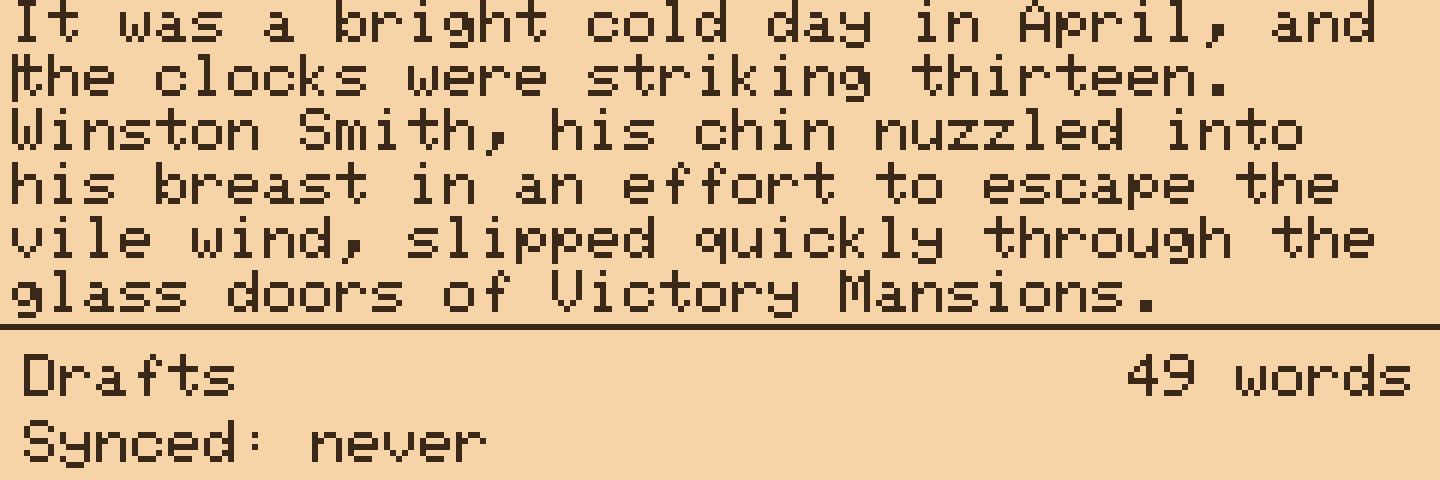 The status panel in the editor