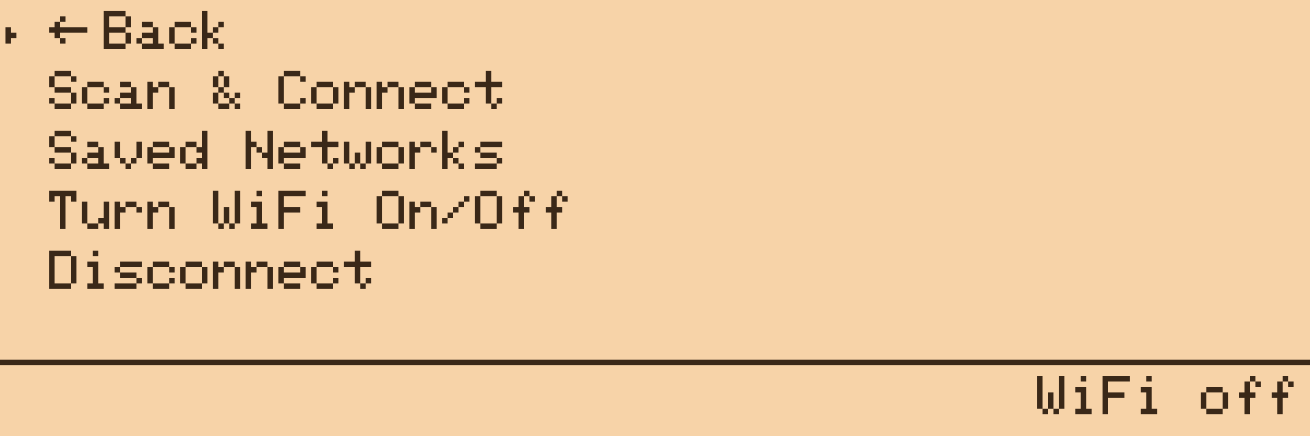 The WiFi menu